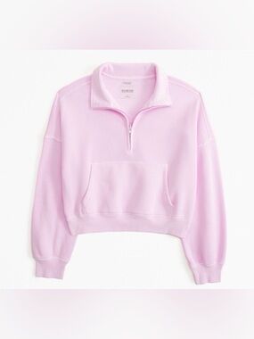 Abercrombie & Fitch Light Pink Half-Zip Crewneck Sweatshirt